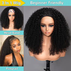 VFFTI kinky curly half wig invisible hairline for seamless day-to-night wear.