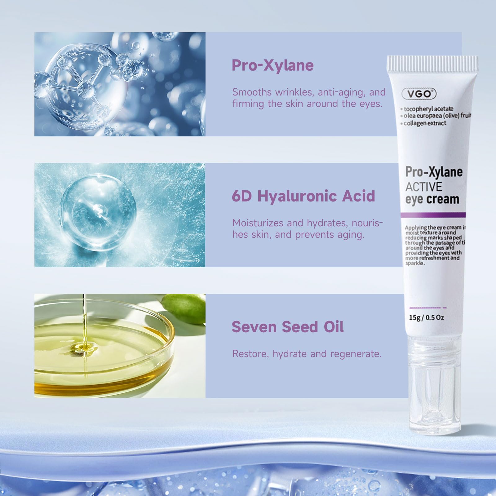 VGO eye cream targets puffiness with lightweight texture