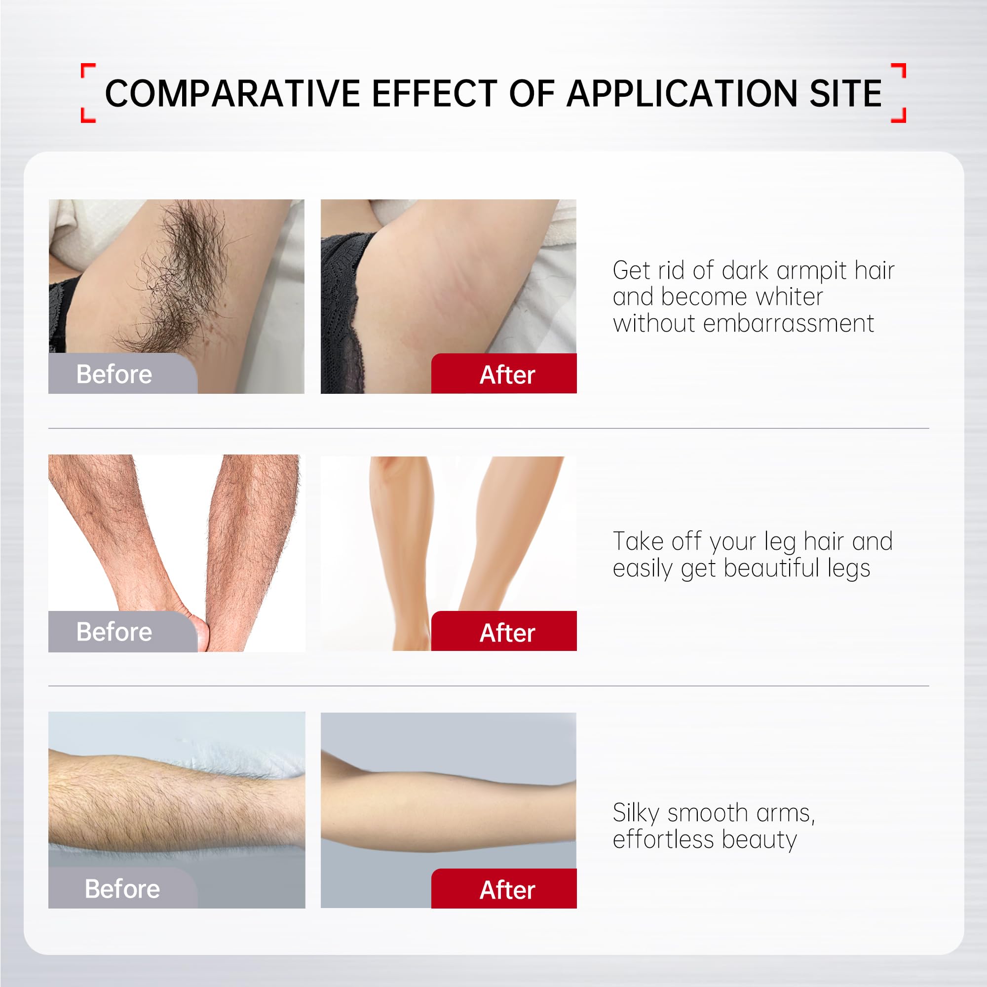 Applying VGO cream on leg for quick depilation and smooth skin