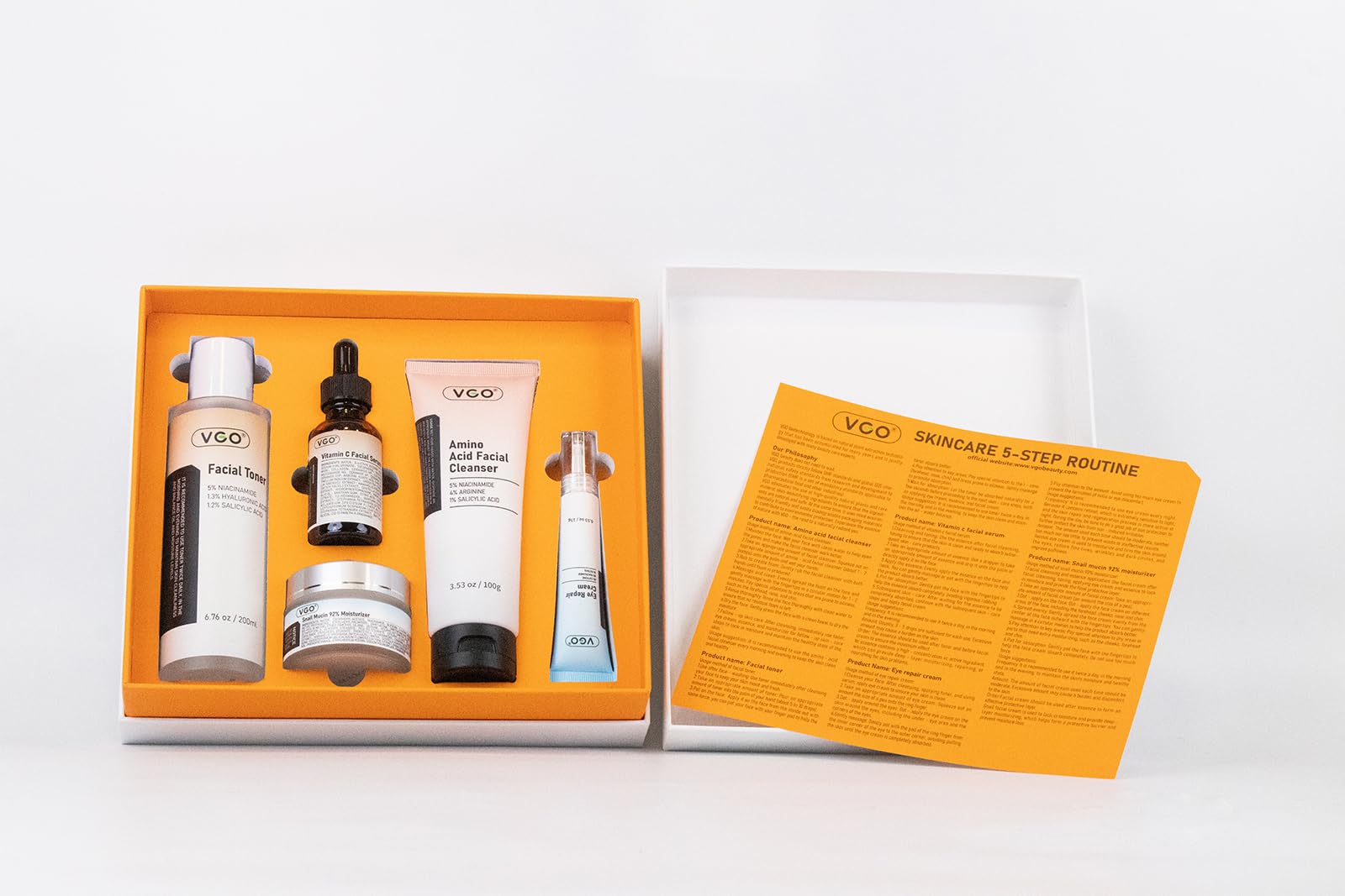 VGO routine flatlay displays each step of the kit.
