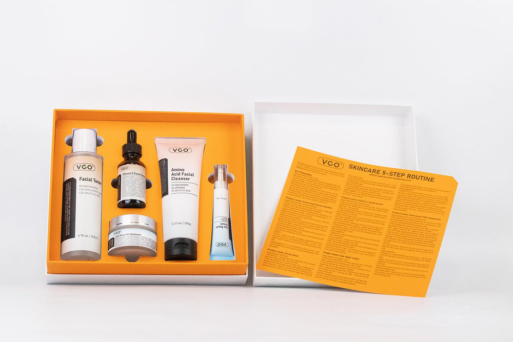 VGO routine flatlay displays each step of the kit.
