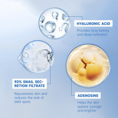 VGO snail mucin moisturizer texture close-up showing breathable elastic film for long-lasting comfort.