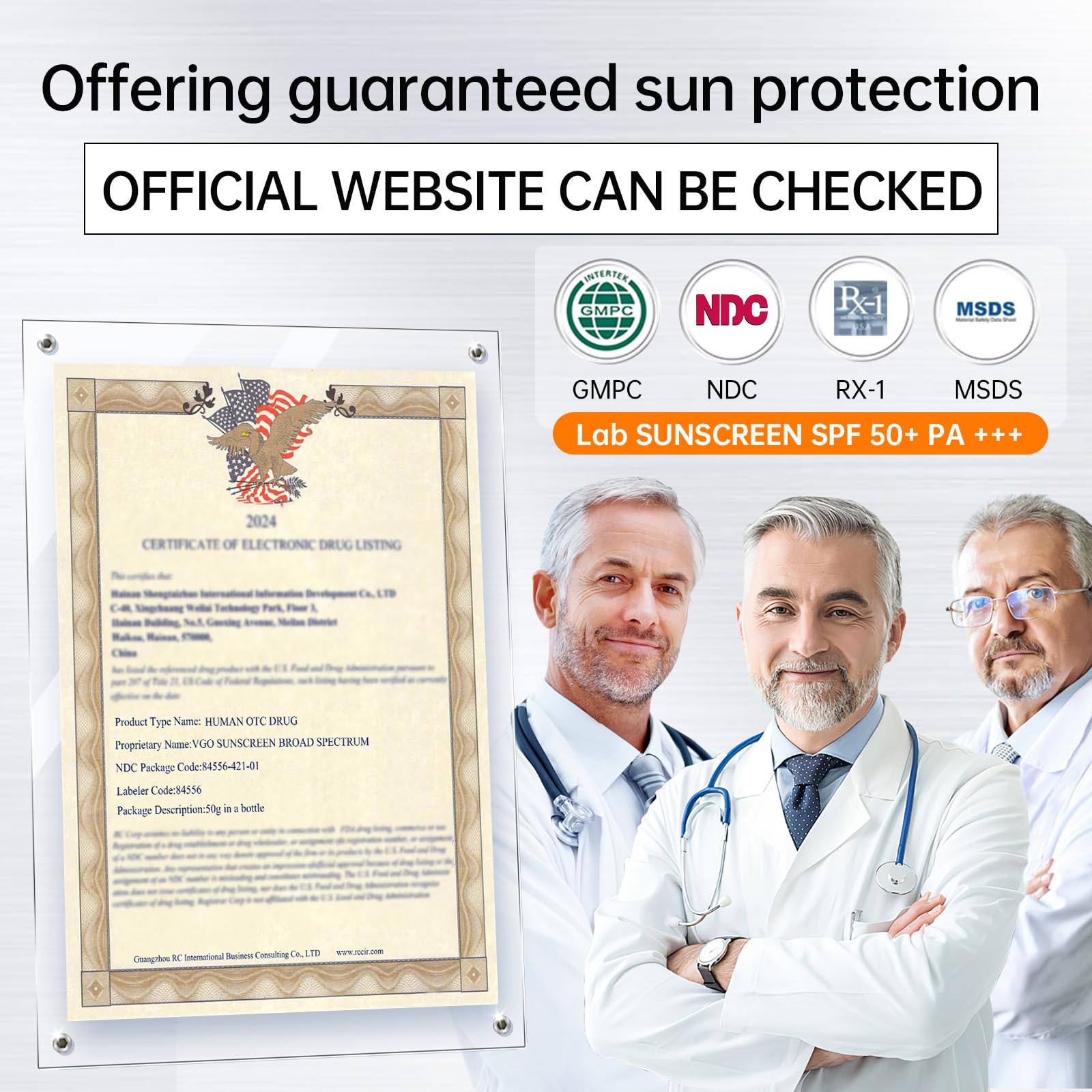 VGO Sunscreen Face SPF 50+ reef-safe ingredients highlight ethical sun protection