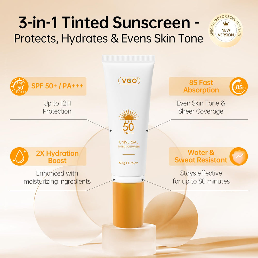 VGO tinted sunscreen swirls on skin for a natural blend.
