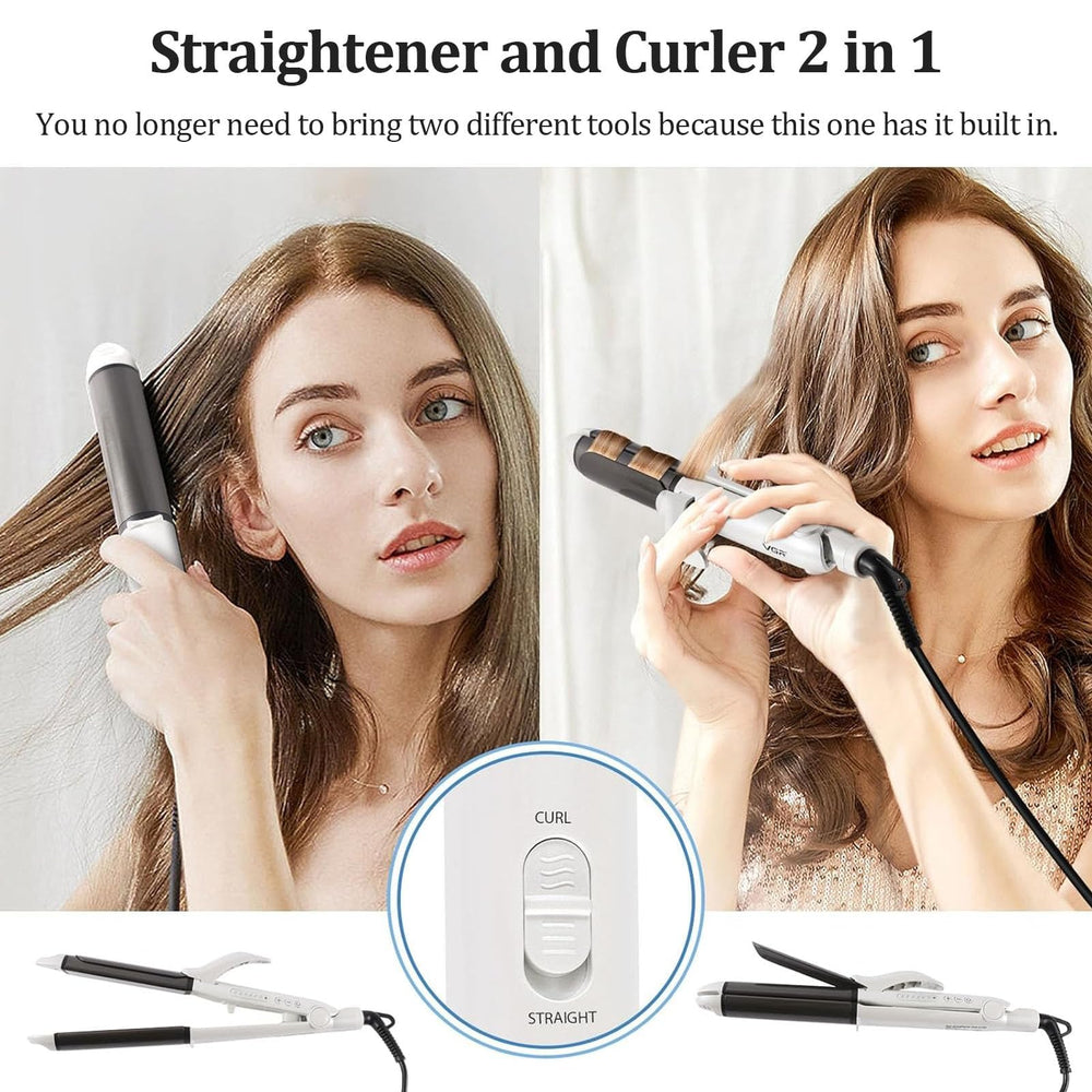VGR travel curling iron with UK adapter for versatile global use.