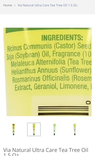 Via Natural Tea Tree Oil dilution setup for safe blends