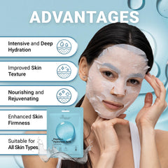 VIABEAUTY hyaluronic mask in close up on skin for instant moisture