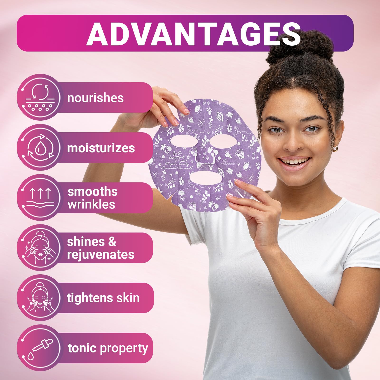 VIABEAUTY snail mucin repair mask soothes and nourishes for calmer skin texture.