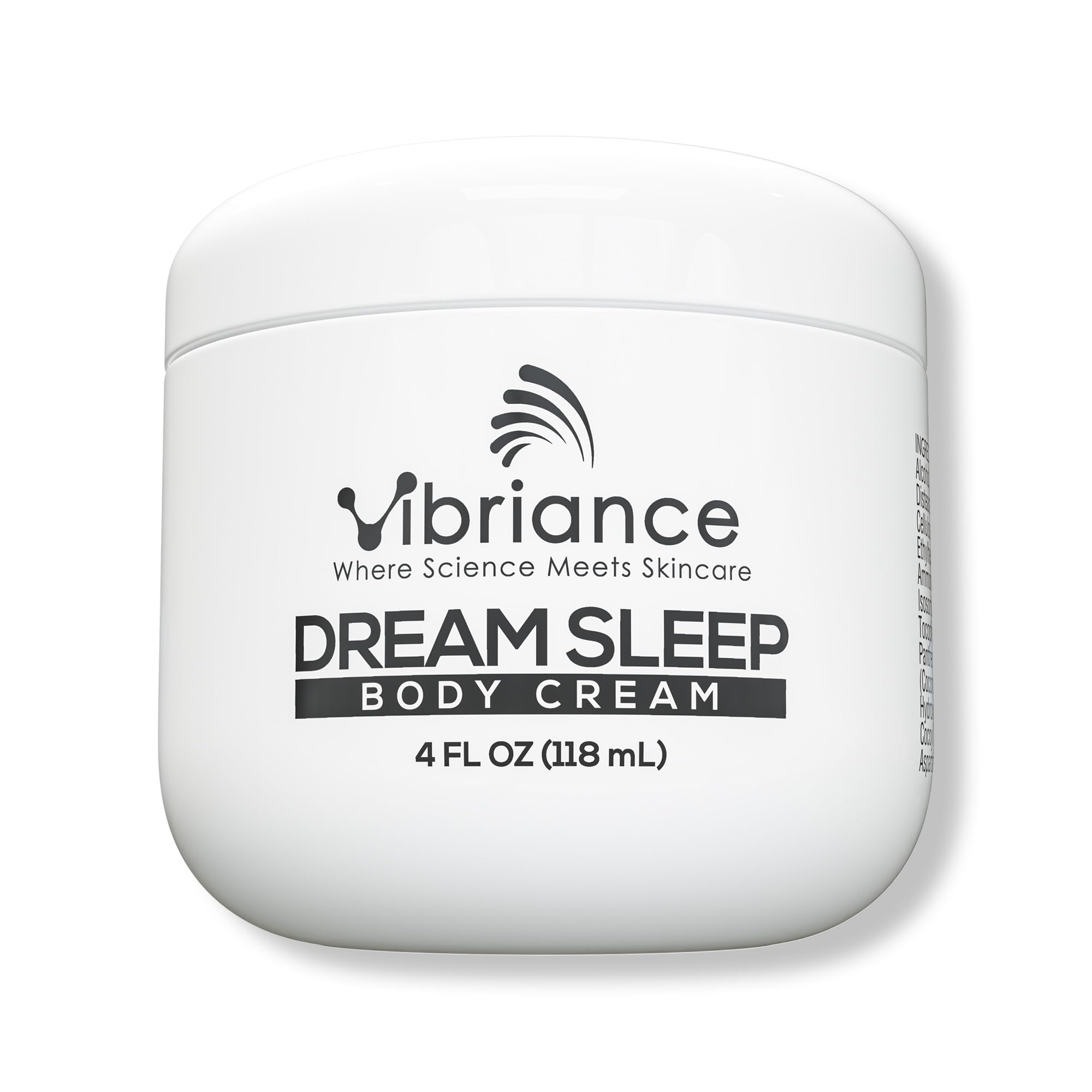 Vibriance Dream Sleep Body Cream bottle delivering fluffy hydration