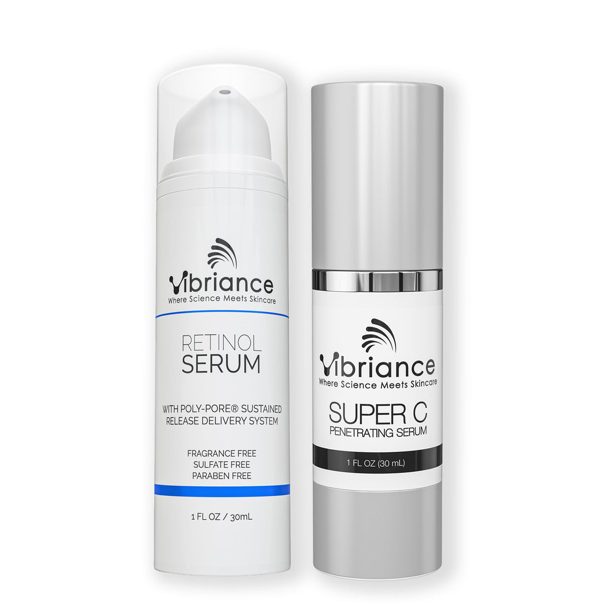 Vibriance Super C Serum bottle on shelf for daytime brightness