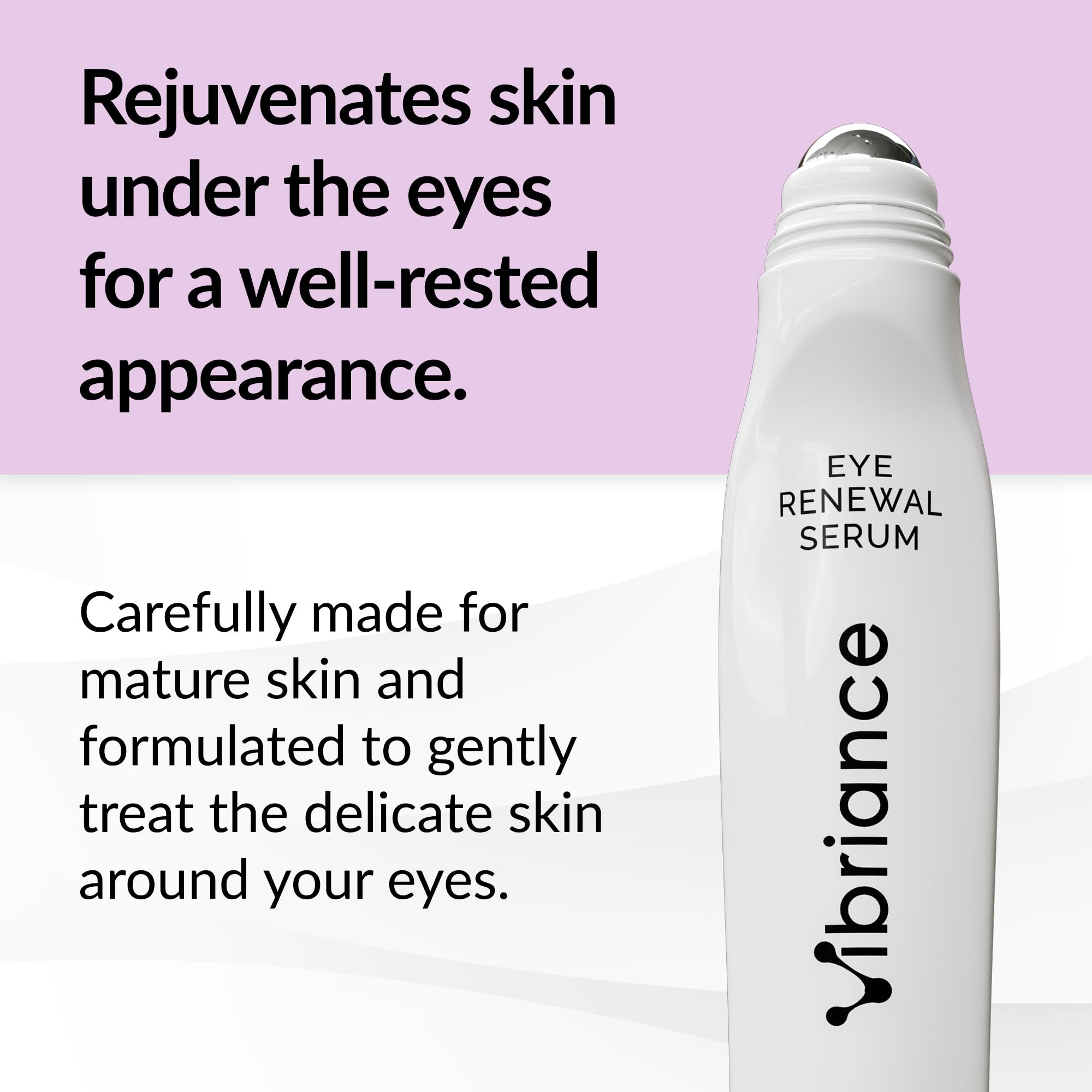 Vibriance Eye Renewal Serum applied around the eye area brightens and smooths the skin.