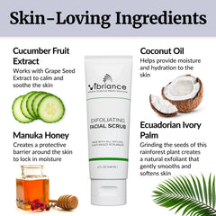 Vibriance Face Scrub coconut oil ingredient—hydrating for a soft finish