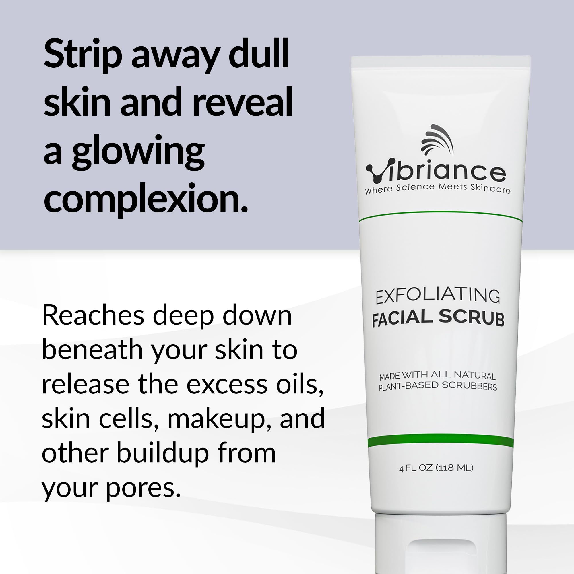 Vibriance Face Scrub texture closeup—creamy formula for all skin types