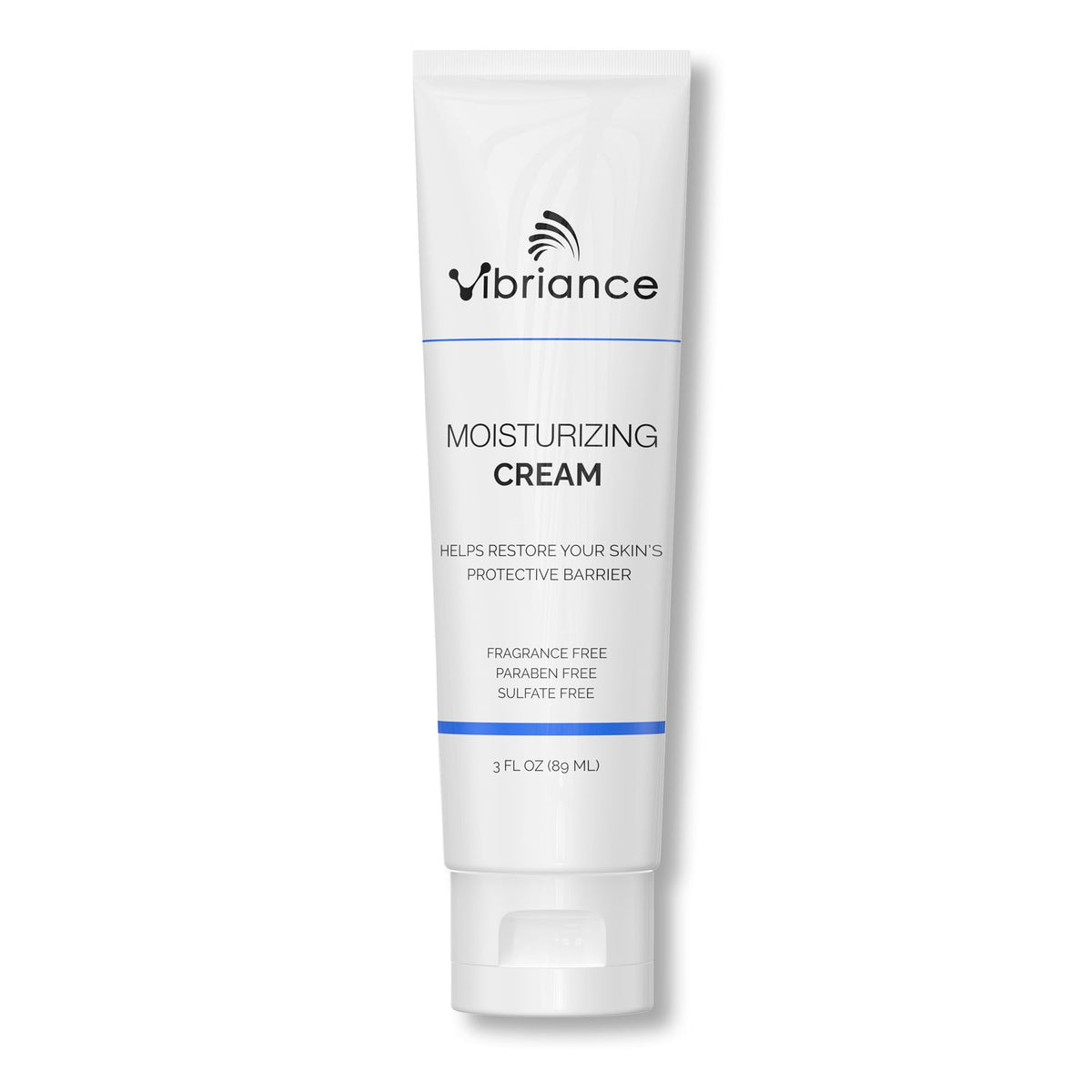 Vibriance Moisturizing Cream bottle pour highlights fast, non-greasy hydration for aging skin.