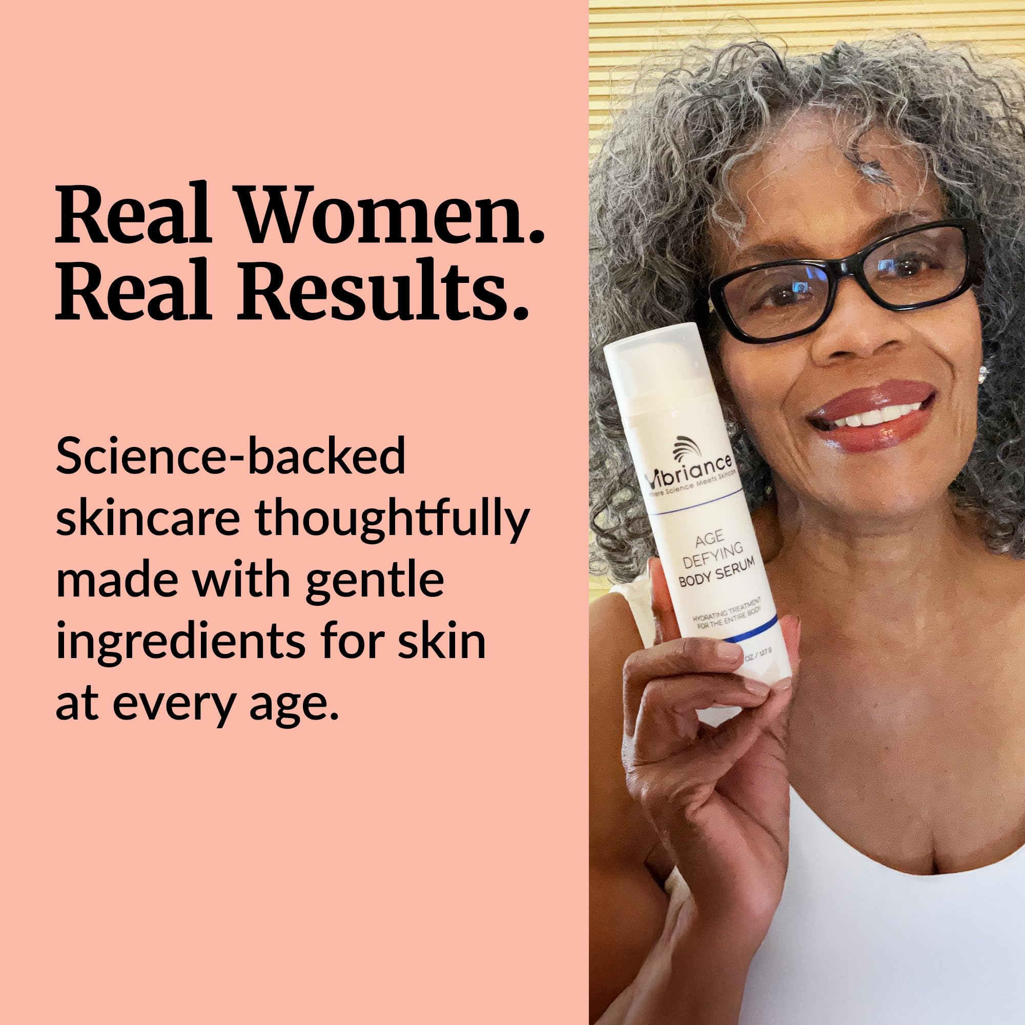 Vibriance packaging and pump for easy, mess-free routine.