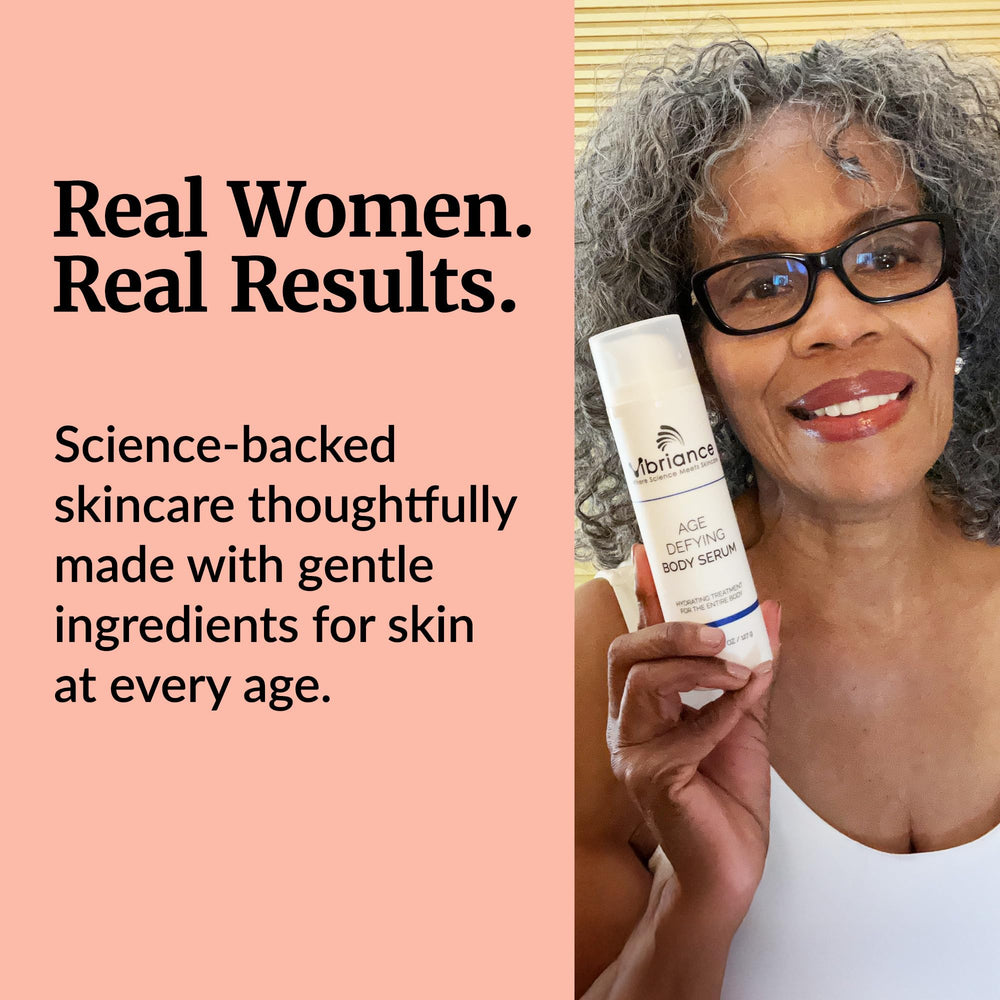 Vibriance packaging and pump for easy, mess-free routine.