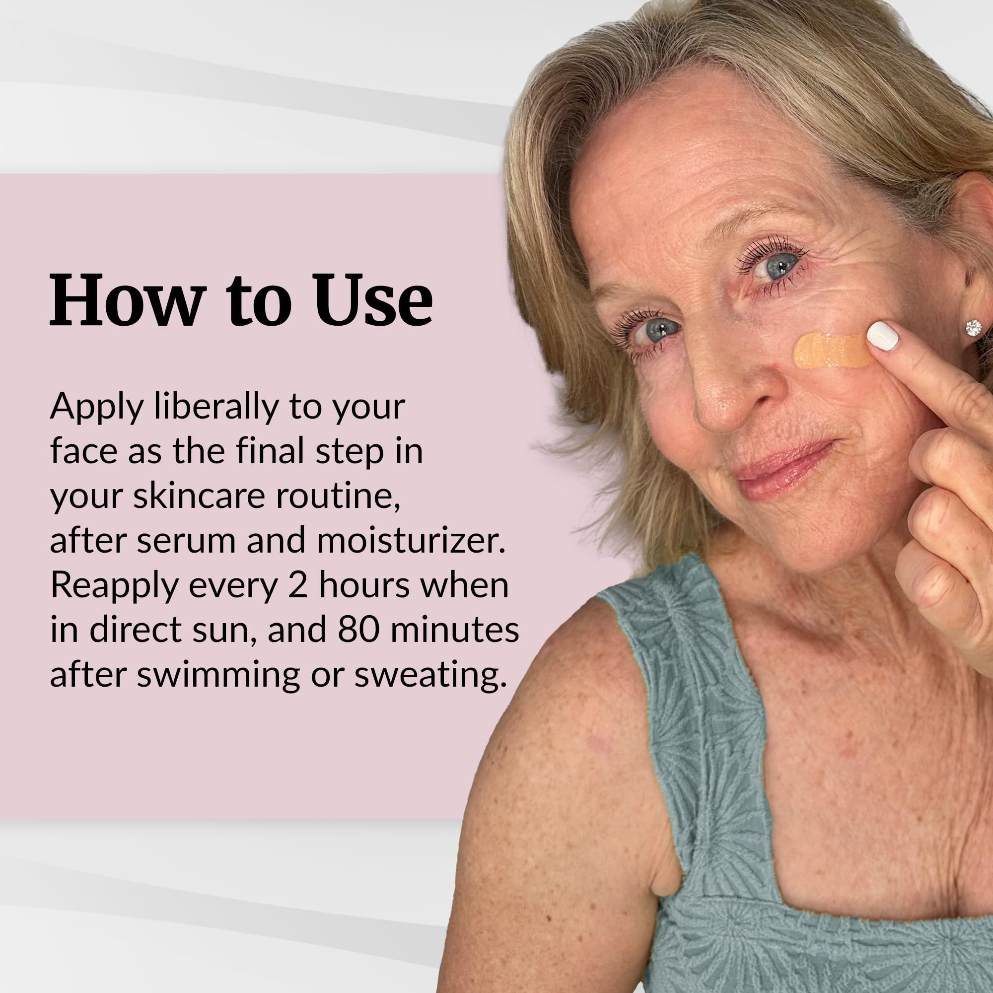 Vibriance Sheer Zinc Sunscreen on neck showing invisible protection and no white cast.