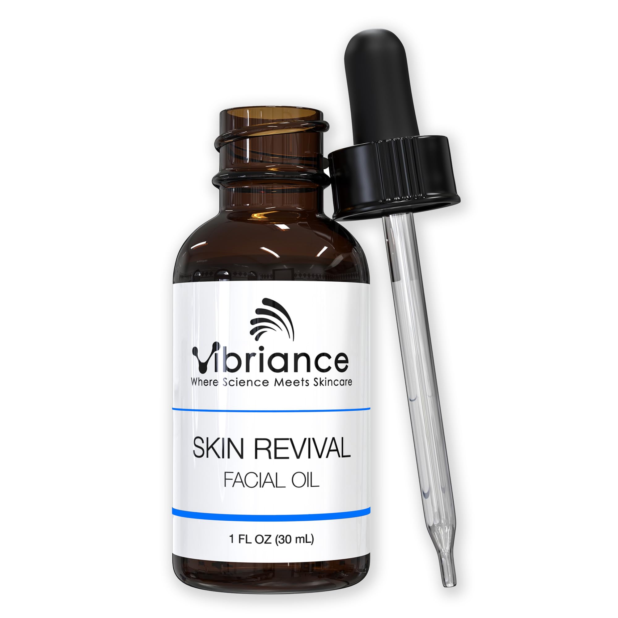 Vibriance Skin Revival Oil bottle close-up highlighting hydration for dry skin