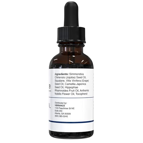 Vibriance Skin Revival Oil ingredients layout featuring Camellia and Sea Buckthorn