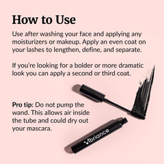 Close-up of Vibriance mascara brush separating lashes with precision