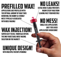 Vibrissae no-mess design minimizes drips during waxing.