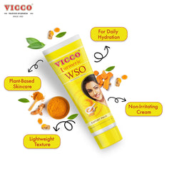 Vicco Turmeric WSO Face Moisturizer glide demonstrates quick absorption and soft skin feel.
