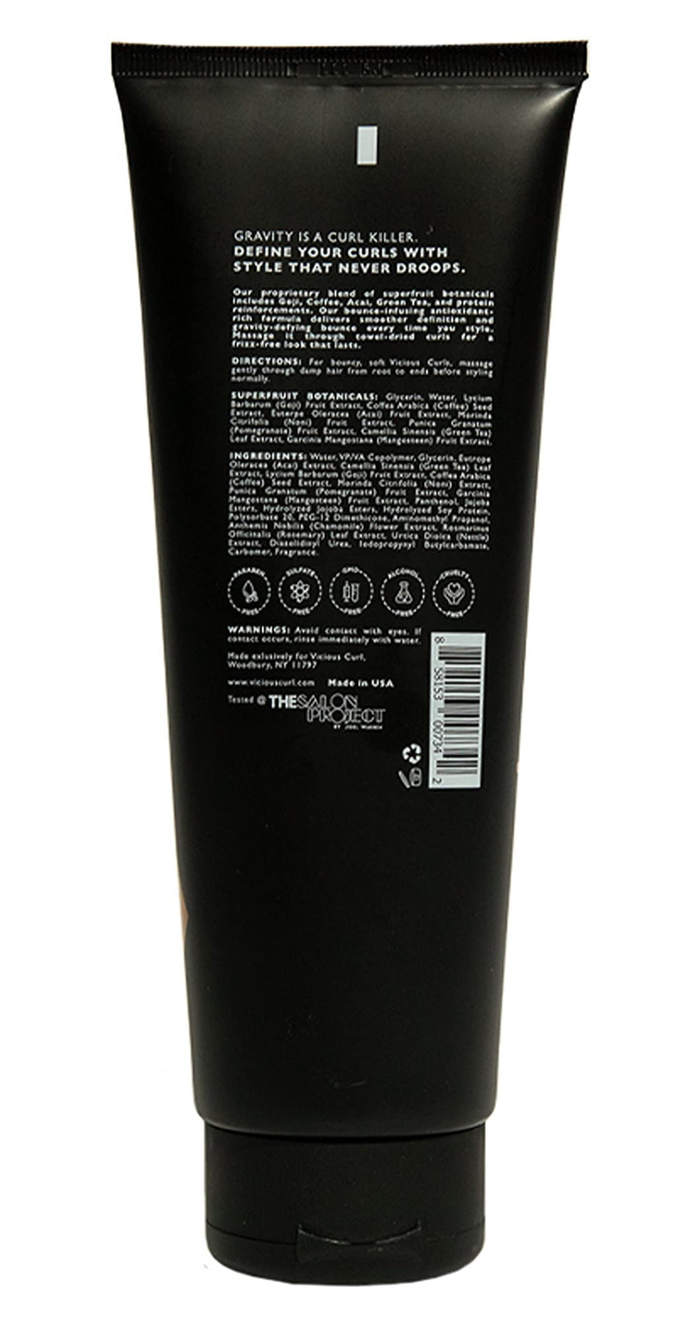 VICIOUS CURL Curl Lock Gel 6 oz bottle ready for daily use