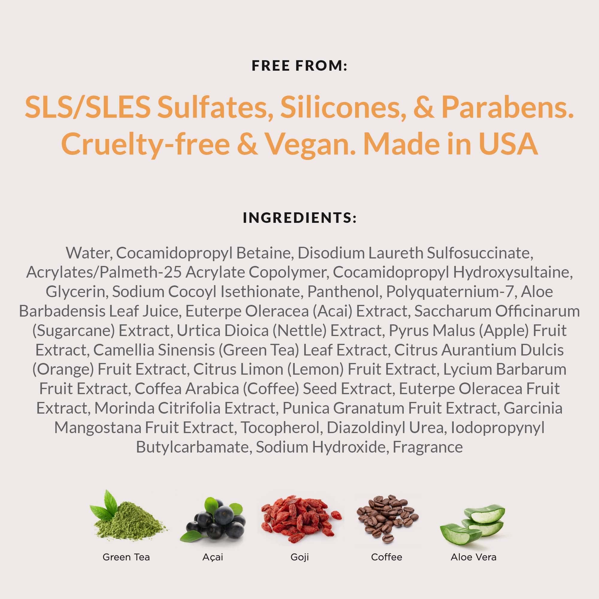 VICIOUS CURL Foaming Cleanse ingredients sugarcane and nettle nourish scalp and shine.