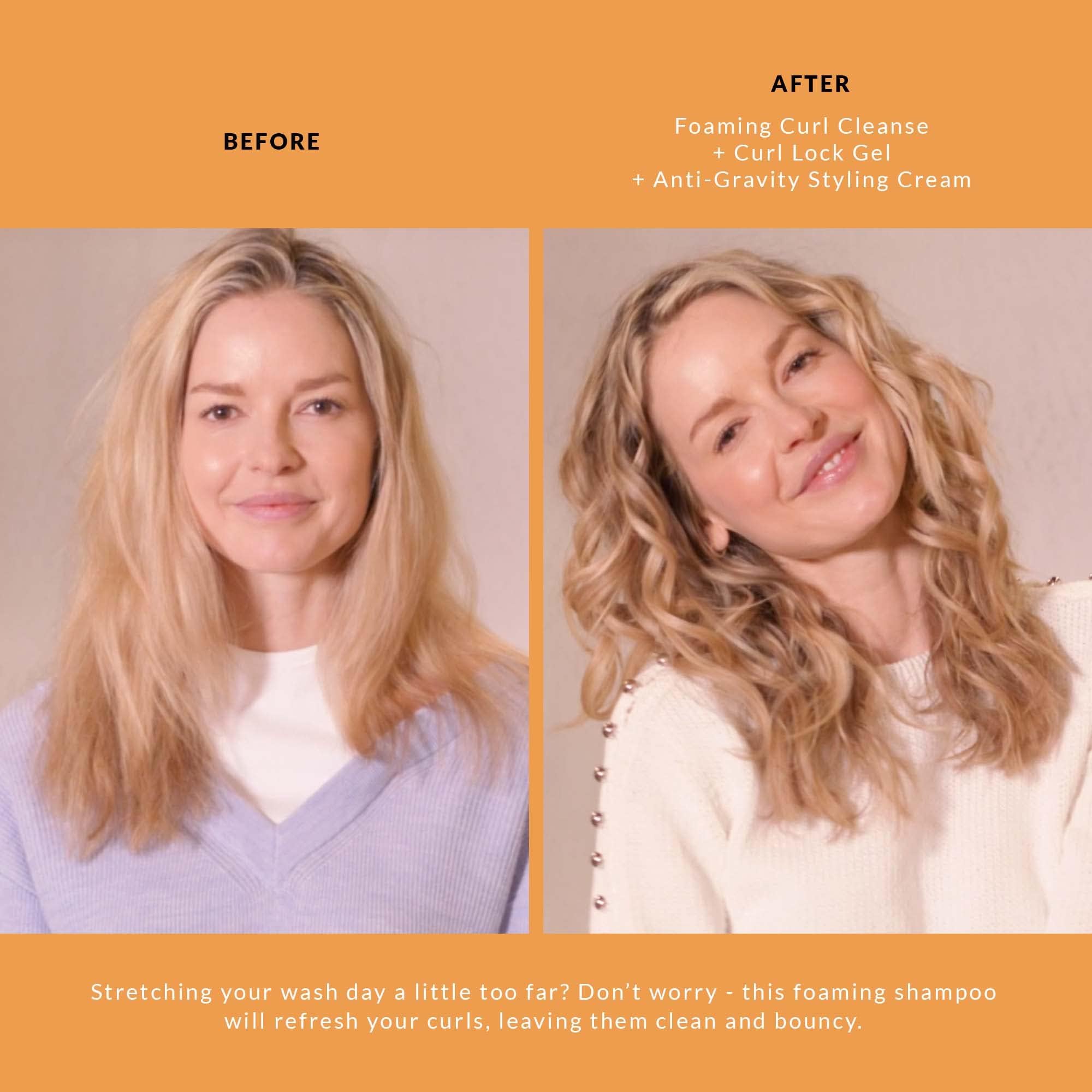VICIOUS CURL Foaming Cleanse scalp massage demonstrating gentle cleansing with botanicals.