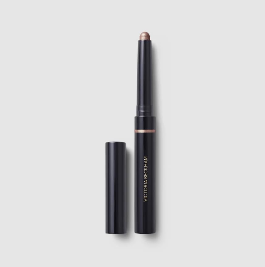 Victoria Beckham EyeWear Longwear Eyeshadow Stick Shroom swatch showing rich shimmer-gray with all-day wear