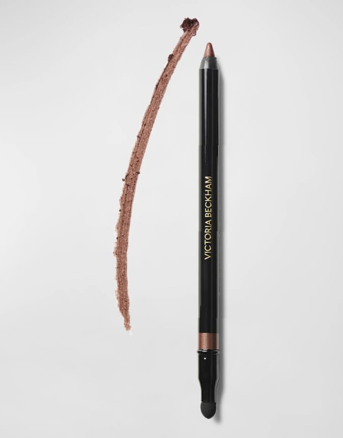 Victoria Beckham Satin Kajal Cinnamon swatch showing warm brown pigment for versatile definition
