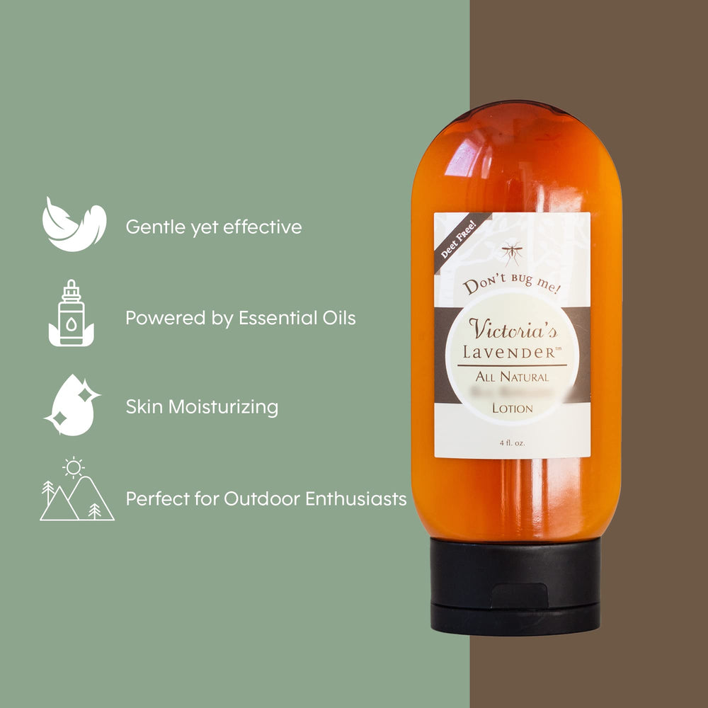 Victoria's Lavender Don’t Bug Me lotion tube delivers quick-absorbing hydration.