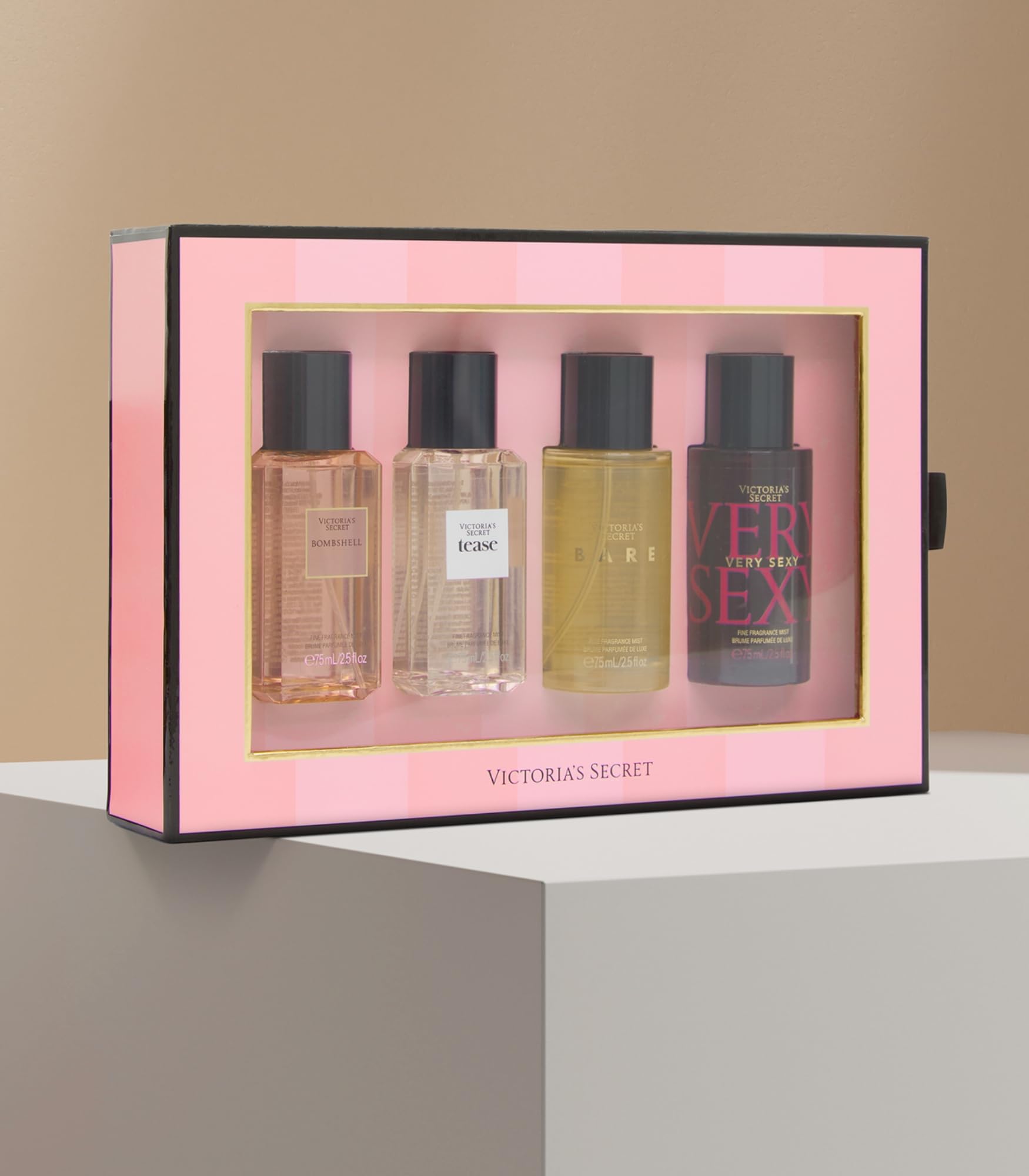 Includes four travel-size mists ideal for purse or gym bag