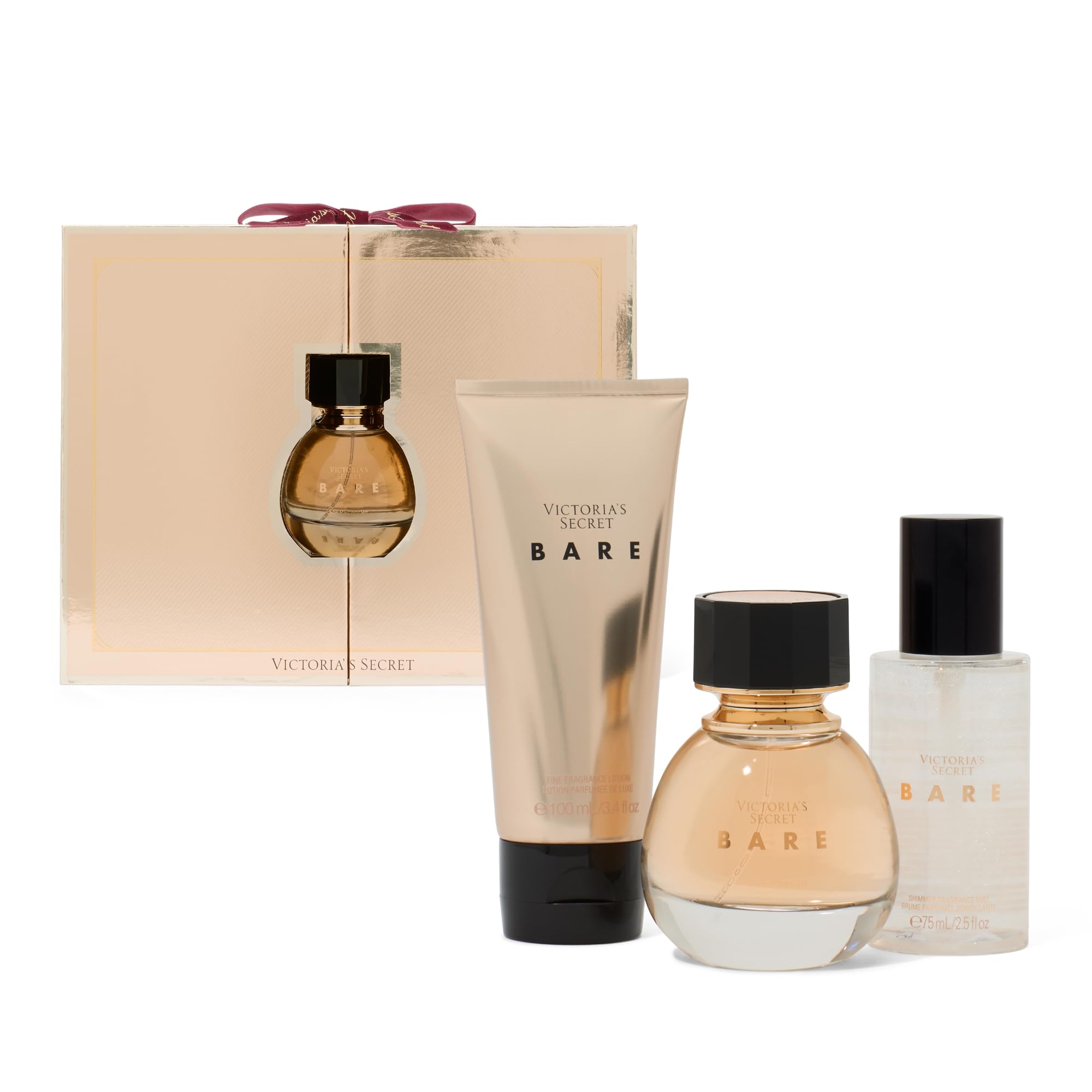 Victoria's Secret Bare eau de parfum bottle showcases woody floral notes for a lasting signature.