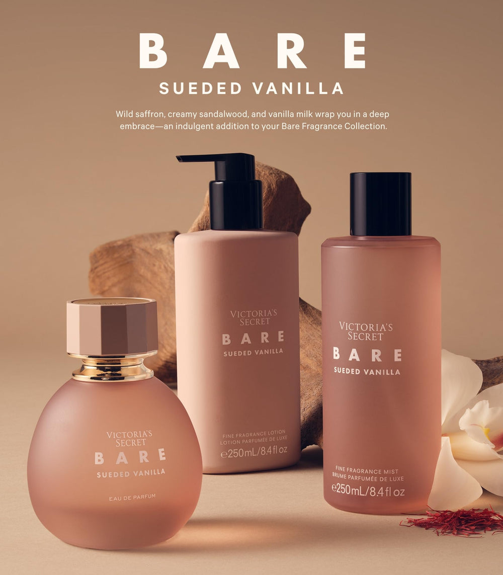 Victoria's Secret Bare lotion pairing suggests easy layering for lasting scent.