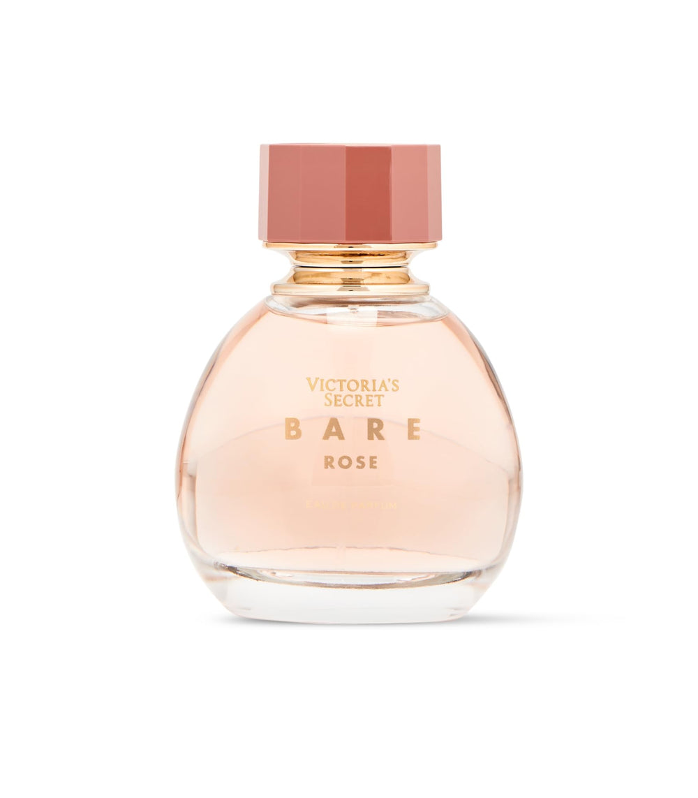 Victoria's Secret Bare Rose bottle close-up showing pear skin and rose notes