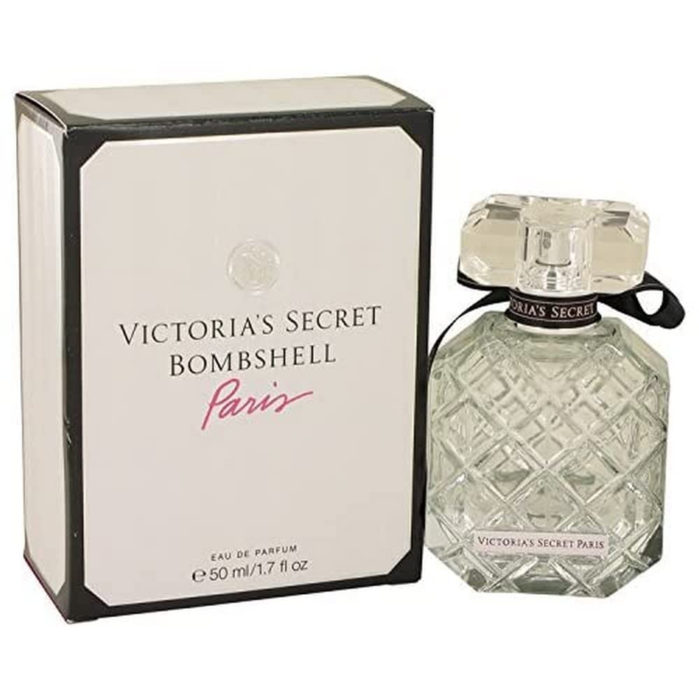 Victoria's Secret Bombshell Paris fragrance bottle on a vanity, for everyday elegance.
