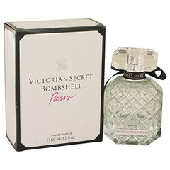 Victoria's Secret Bombshell Paris fragrance bottle on a vanity, for everyday elegance.