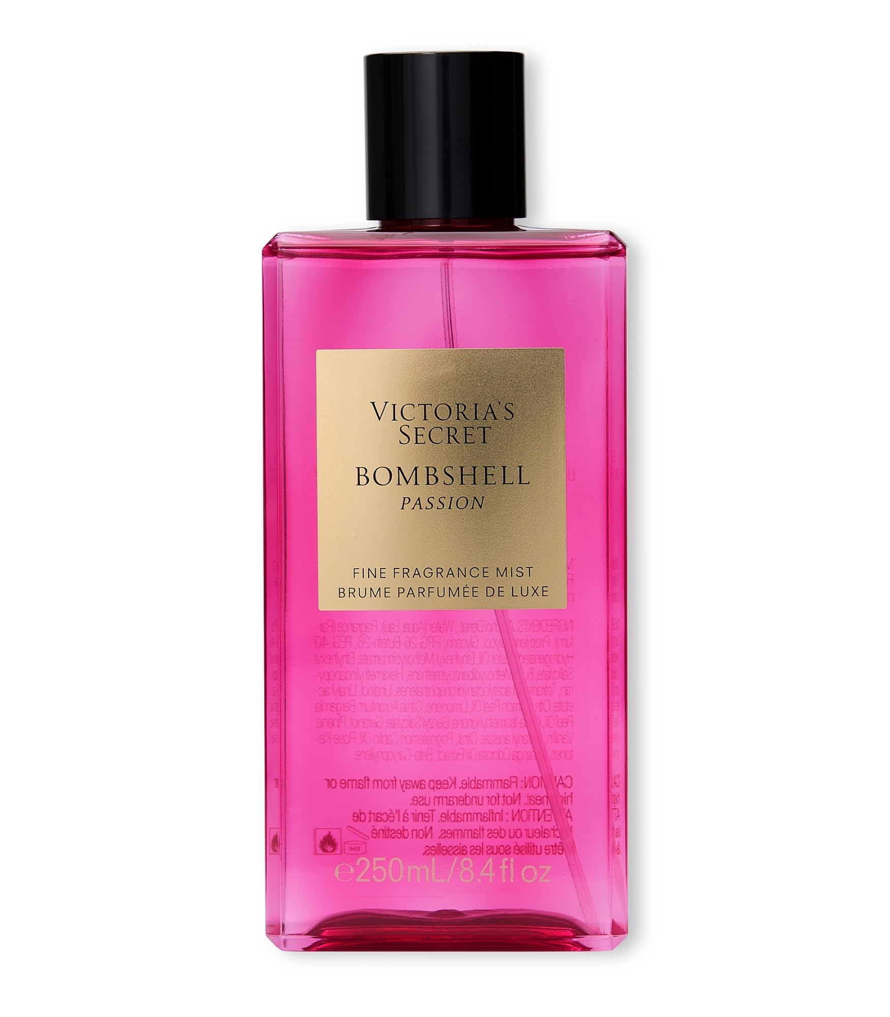 Victoria's Secret Bombshell Passion Fine Fragrance Mist bottle front for a light floral everyday scent