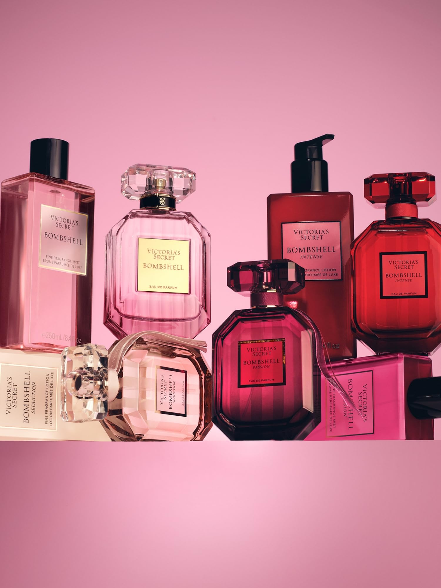 Victoria's Secret Bombshell Passion Fine Fragrance Mist with lotion layering for longer-lasting aroma