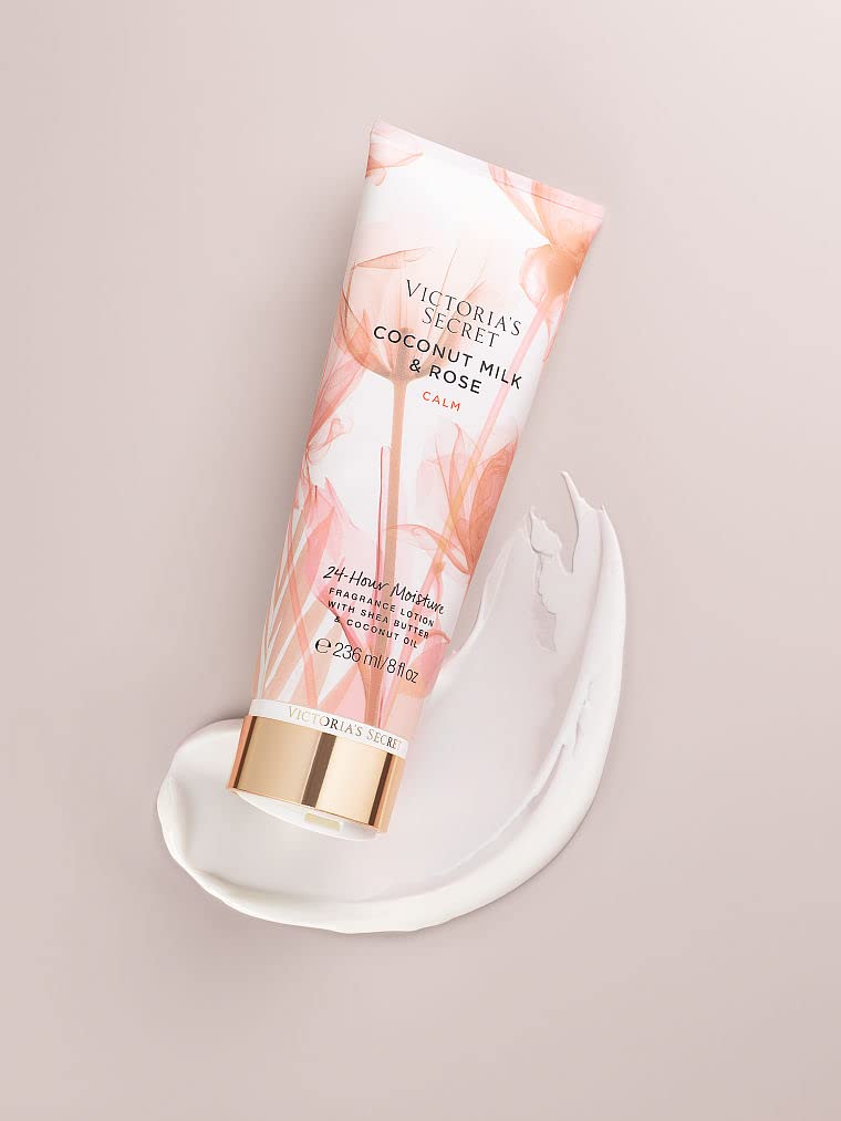 Victoria's Secret lotion texture close-up indicates creamy, quick-absorbing hydration.