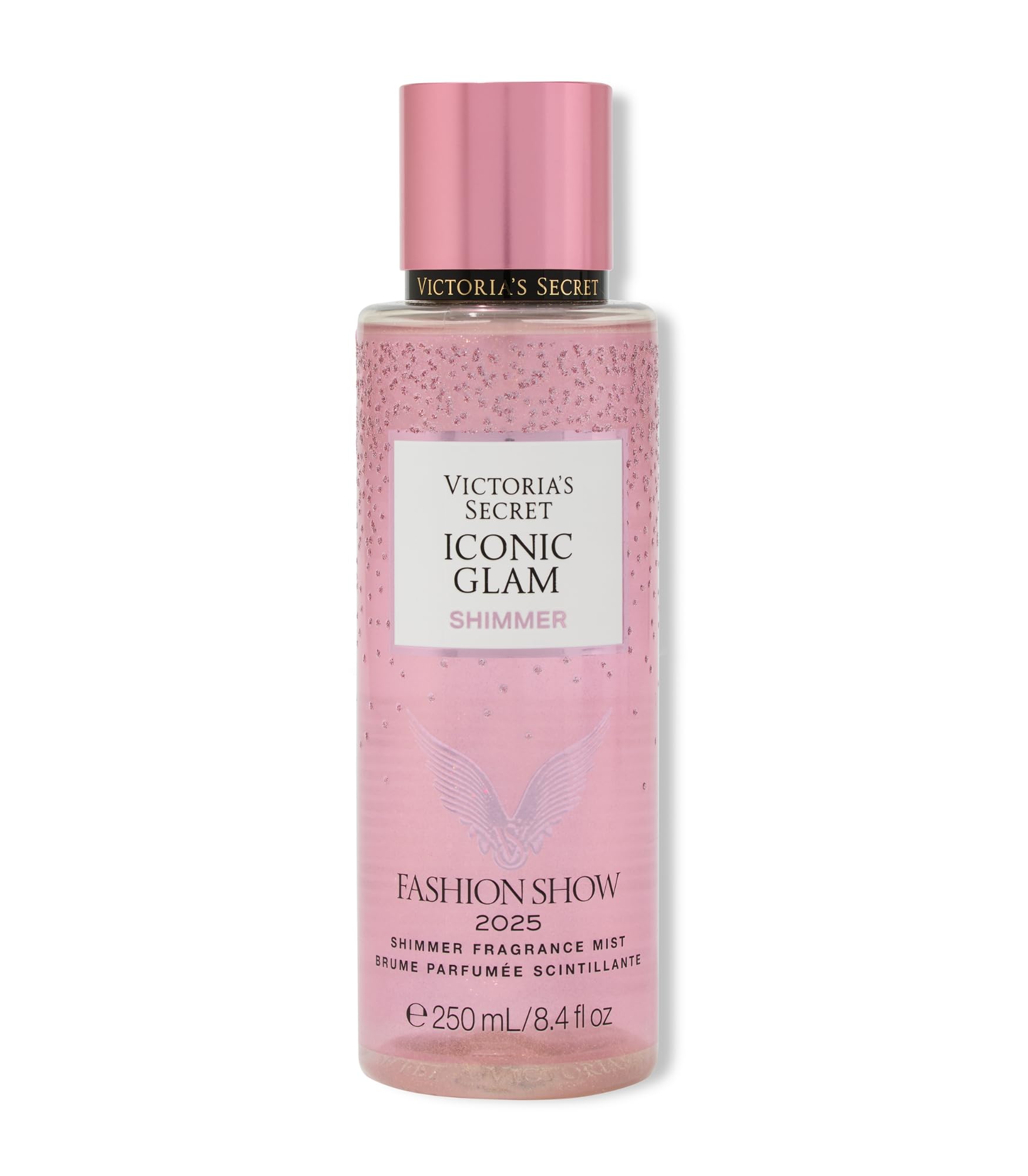 Victoria's Secret Fashion Show Iconic Glam Shimmer bottle shines, ideal for festive fragrance