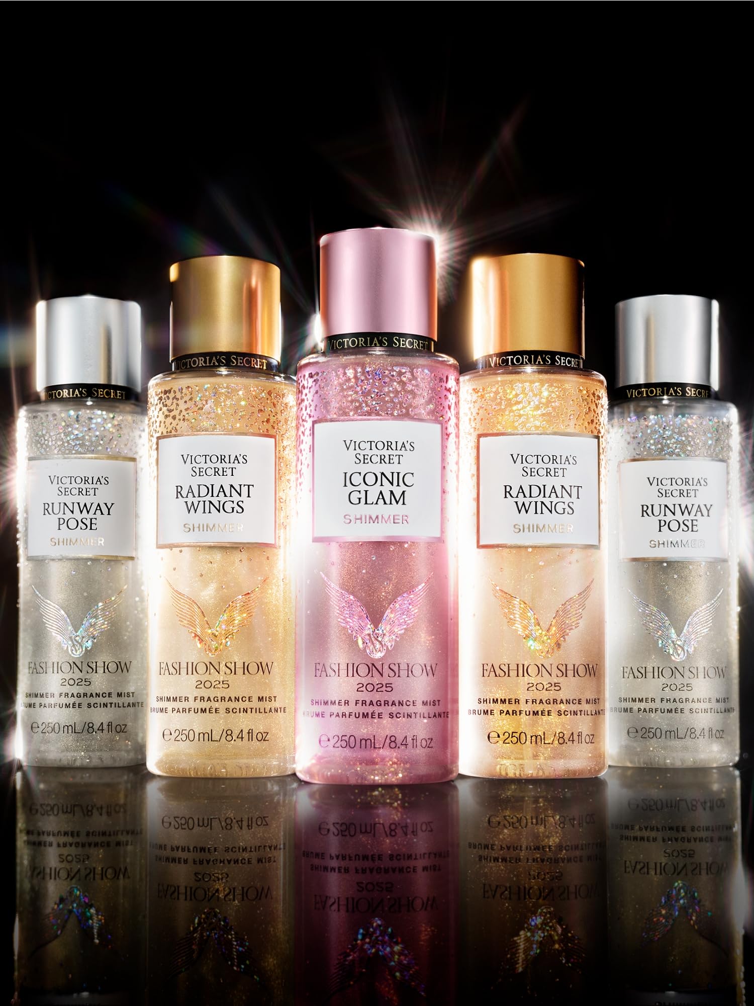 Victoria's Secret Fashion Show Iconic Glam Shimmer label detail showcases luxe branding and aroma notes