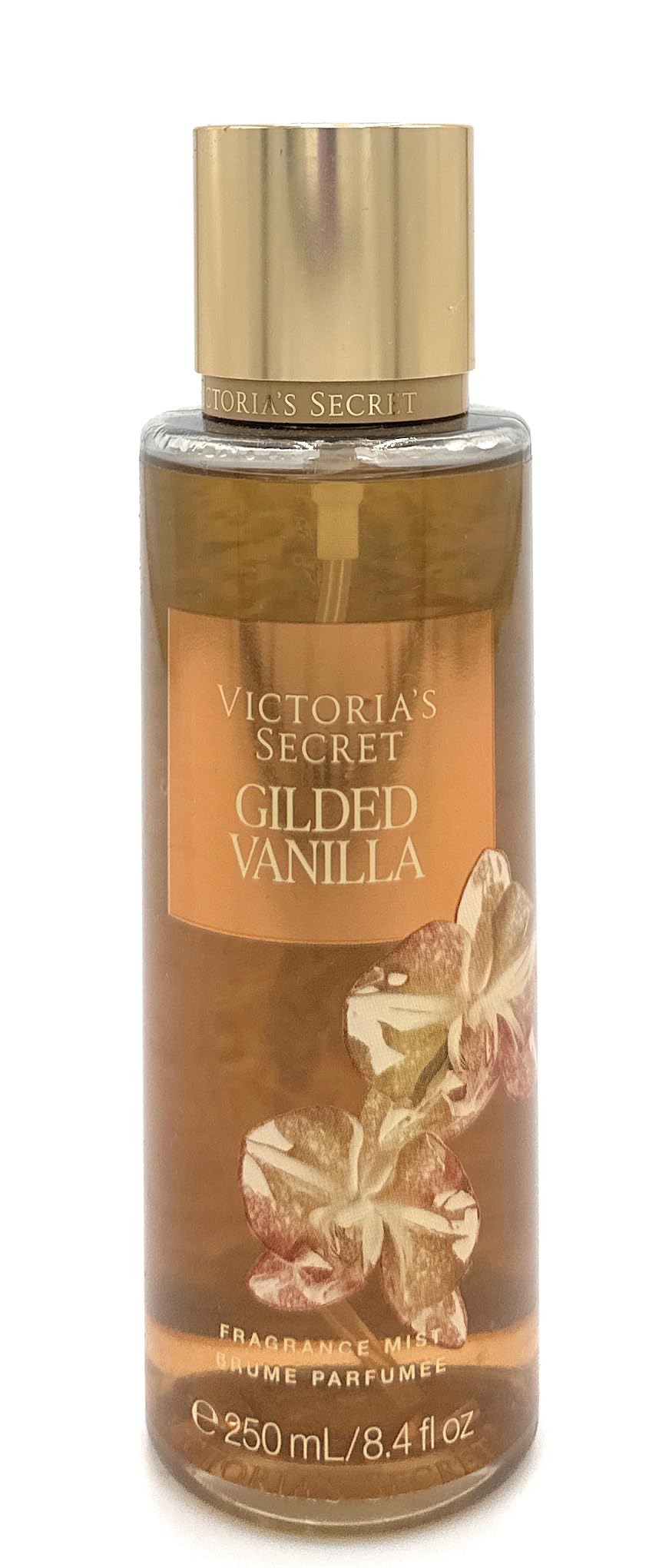 Victoria's Secret Fragrant Scented Mist bottle highlights gilded vanilla aroma for everyday wear