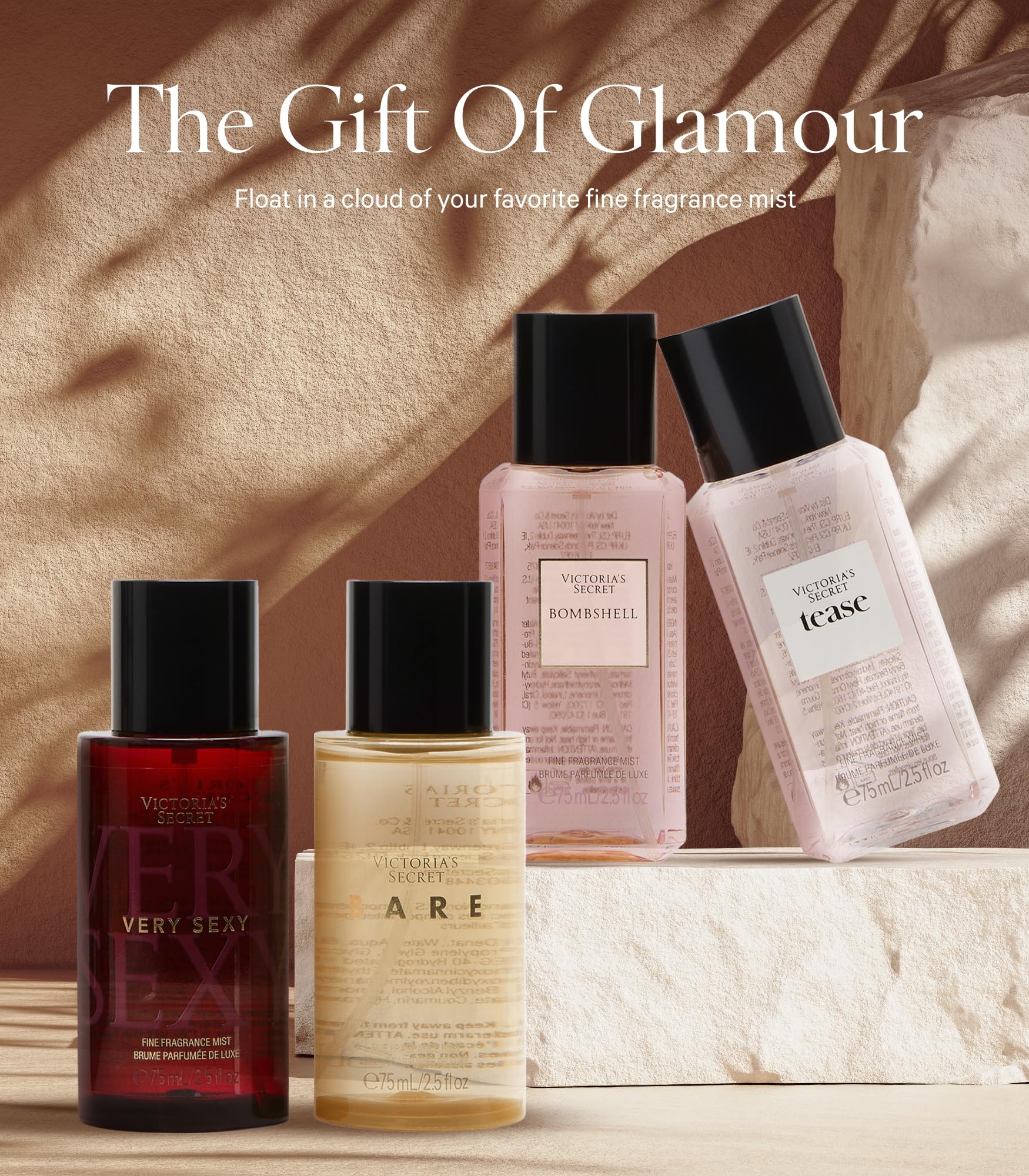 Travel-friendly Victoria's Secret mini fragrance bottles in a chic gift box for on-the-go refreshment