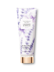 Victoria's Secret Lavender Vanilla lotion bottle delivering daily moisture with calming floral-warm scent.