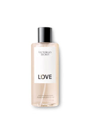 Victoria's Secret Love Fine Fragrance Mist spray in air for on-the-go touchups.