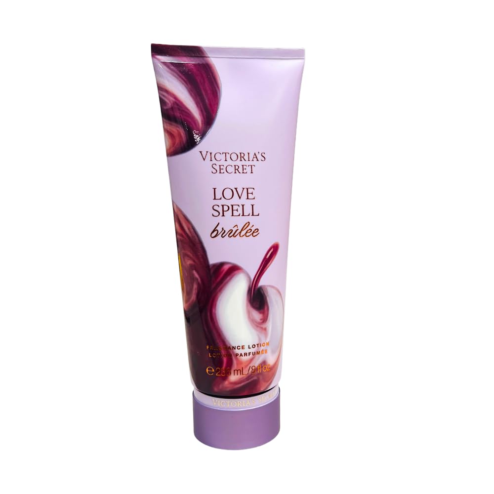 Victoria's Secret Love Spell Brulee warm peach note closeup.