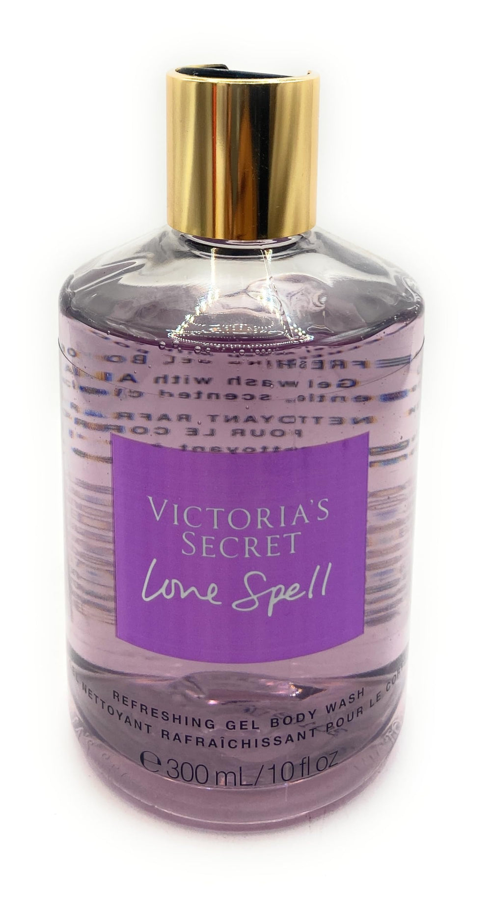 Victoria's Secret Love Spell gel body wash lather for a refreshing cleanse.