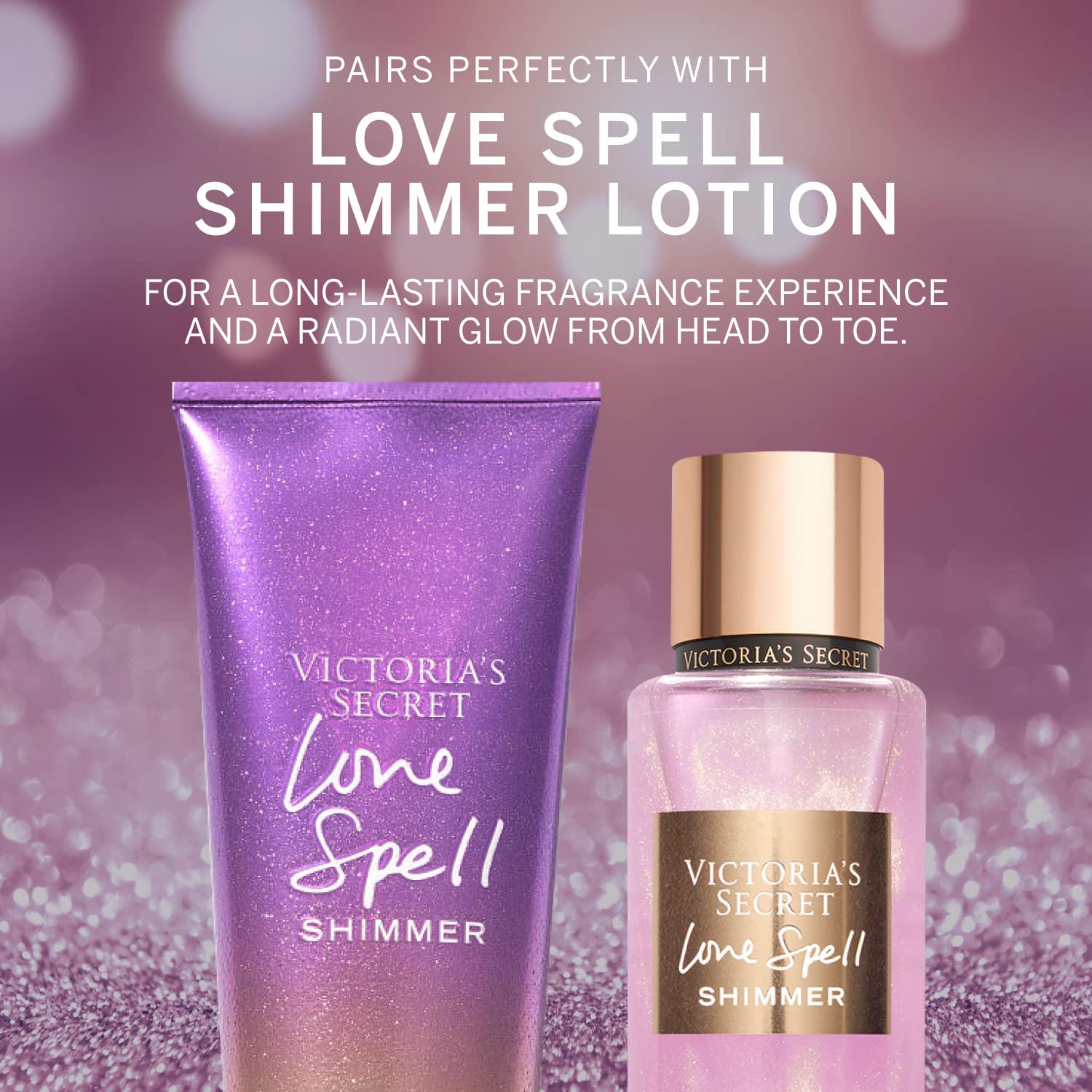 Love Spell Shimmer Mist label detail highlighting elegant packaging